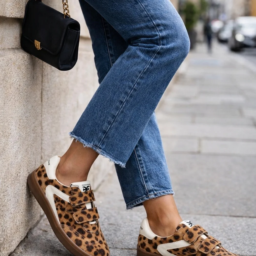 Sam Edelman Talia Leopard Brahama Hair Velcro Sneakers 9 - Picture 2 of 9